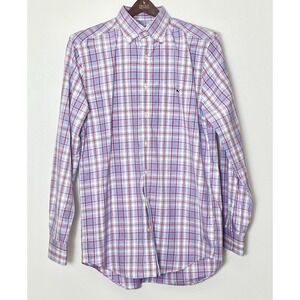 Vineyard Vines Plaid Button Up Shirt Men's Medium Pink Blue Preppy Gender Reveal